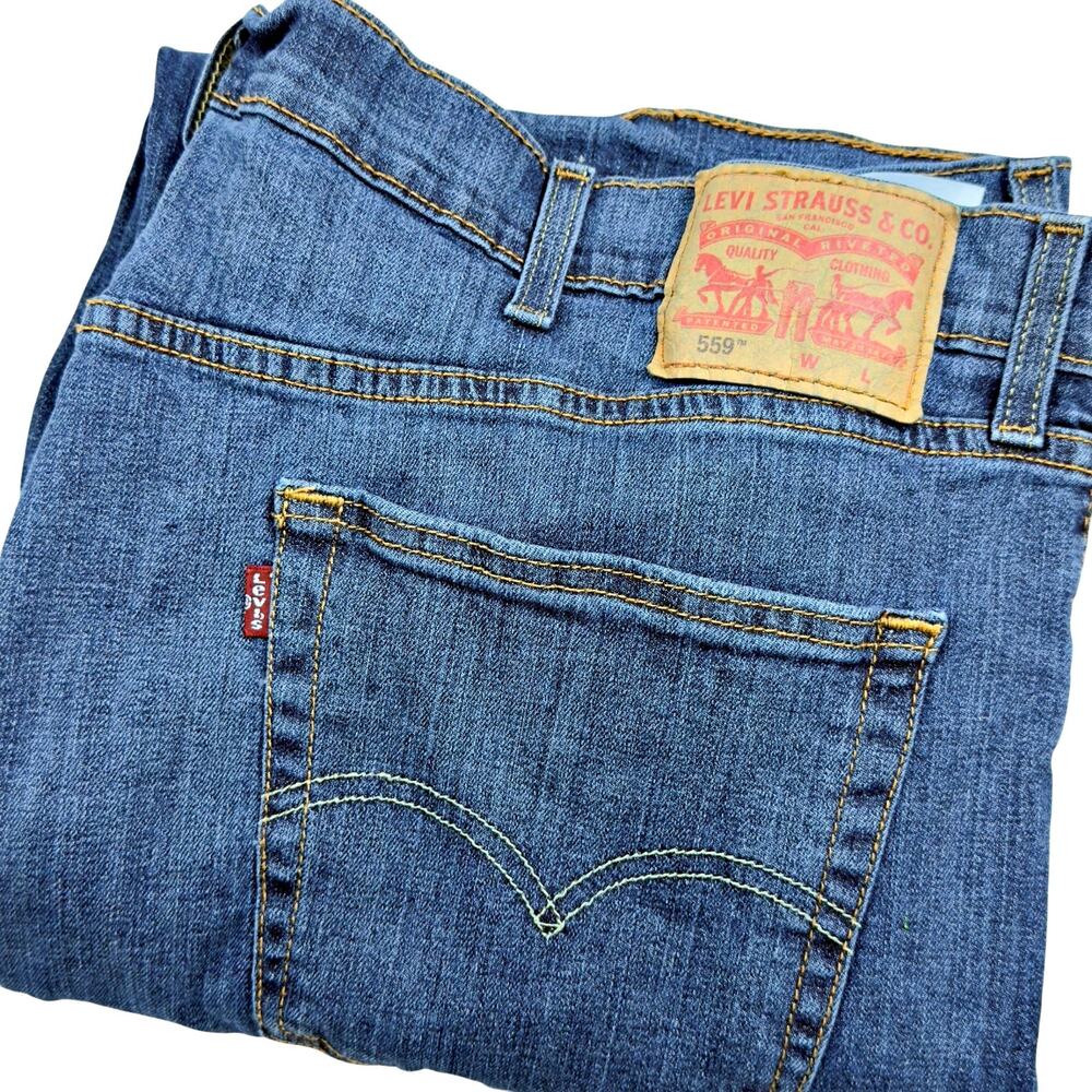 Levi's 559 Relaxed Straight Fit Stretch Grapevyne Blue 46x29 Men's Jeans